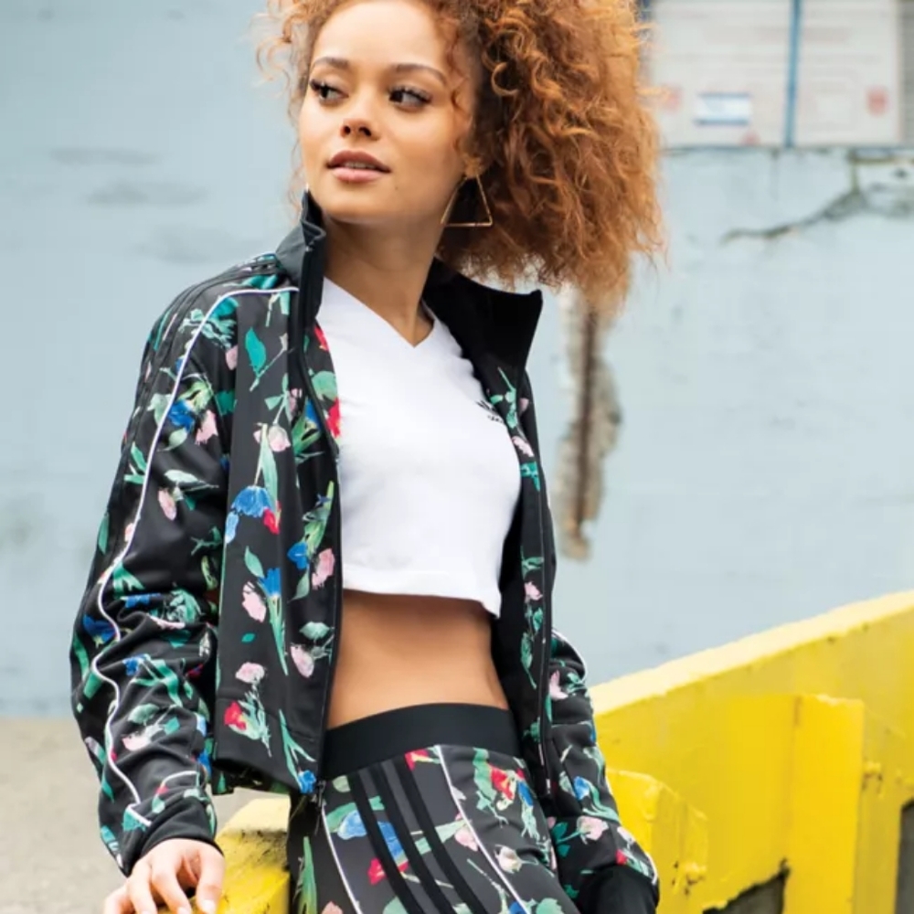 Adidas Cropped Floral Track Jacket